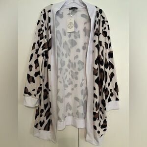 Leopard Print Open Front Cardigan